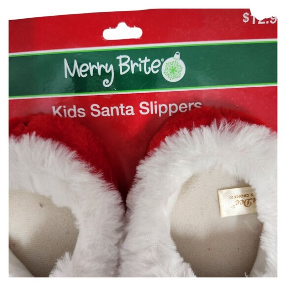 DanDee Kid's Santa Slippers Red Fuzzy Plush Size Medium (13-1) NEW - Picture 4 of 7